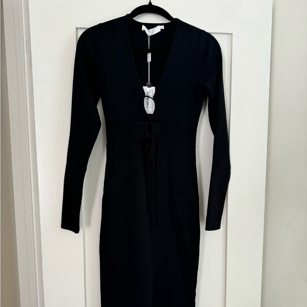 Astr Front Tie Black Dress - M